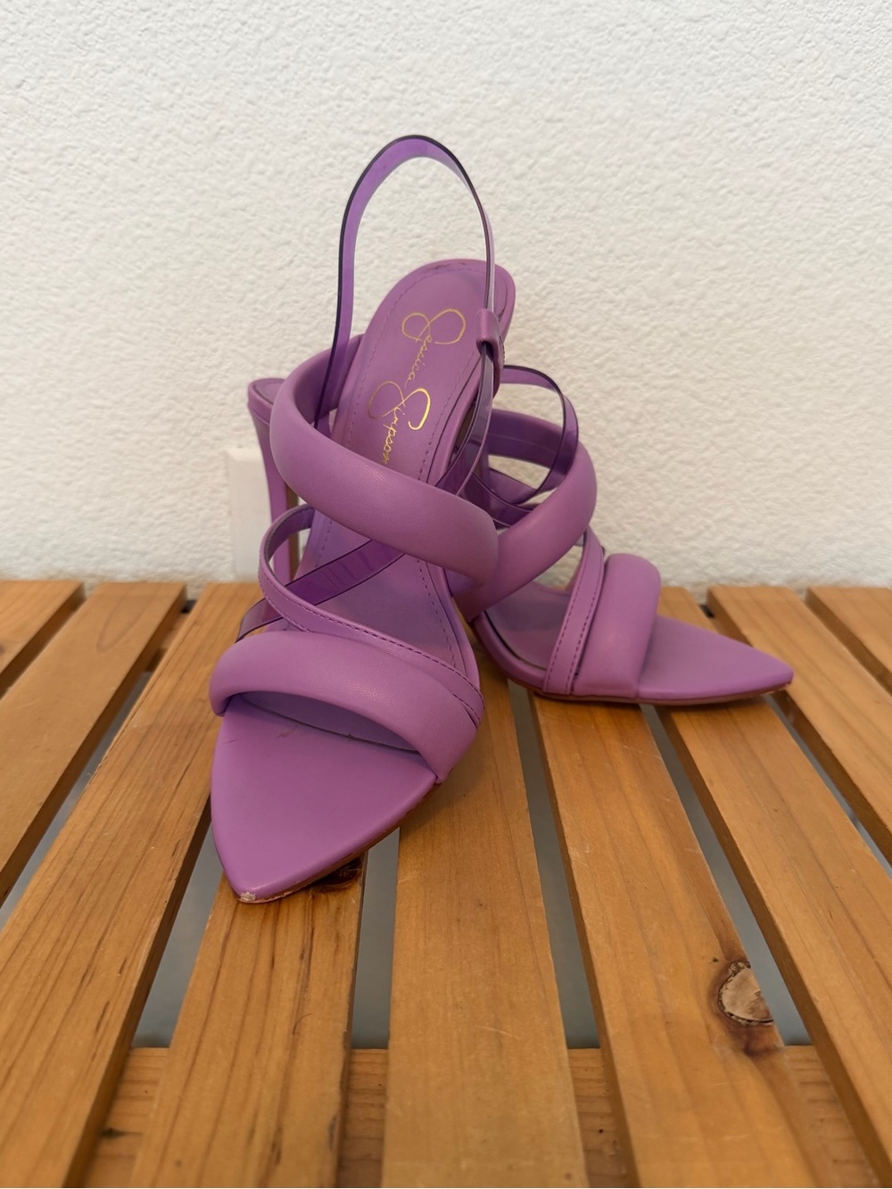 Jessica Simpson Lilac Twisted Strap Slingback Heels